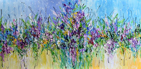 Summer Breeze - Abstract Wildflower Meadow, Palette Knife Art