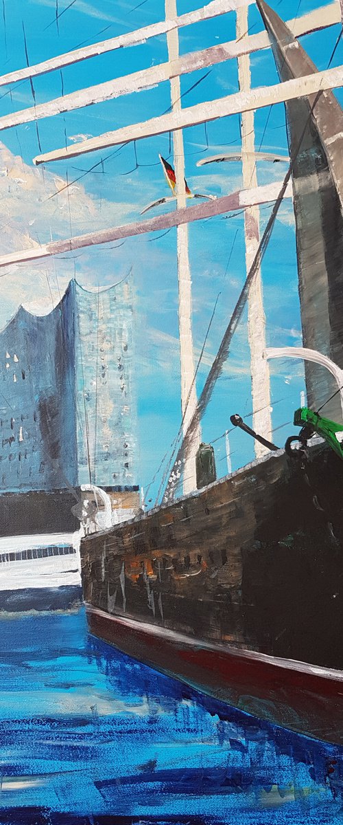 Hamburg Rickmer Rickmers, three-master sailing boat by Kathrin Flöge