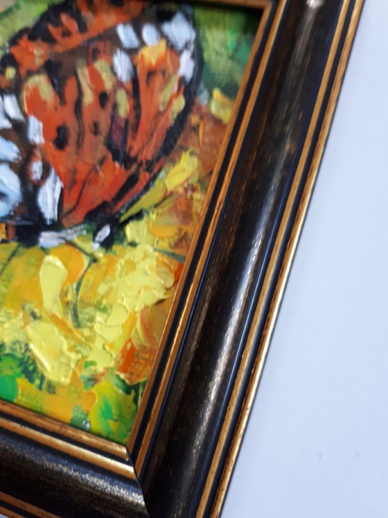 Butterfly #2 IN FRAME / FROM MY A SERIES OF MINI WORKS / ORIGINAL OIL PAINTING