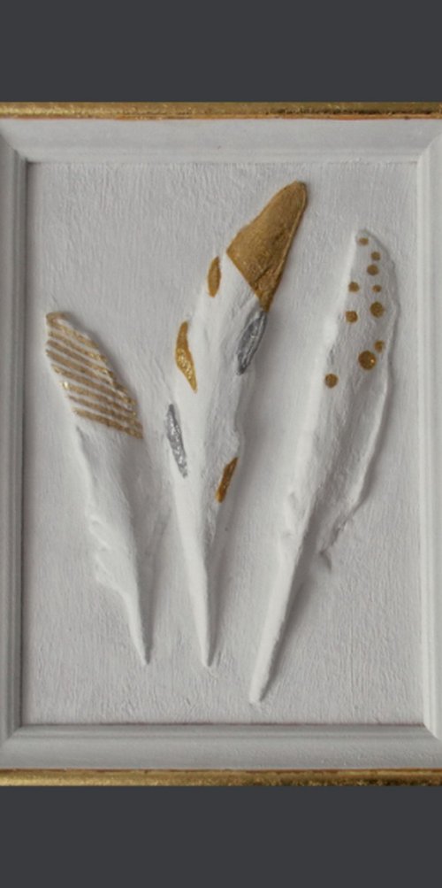 sculptural wall art  "Three Feathers" by Tatyana Mironova