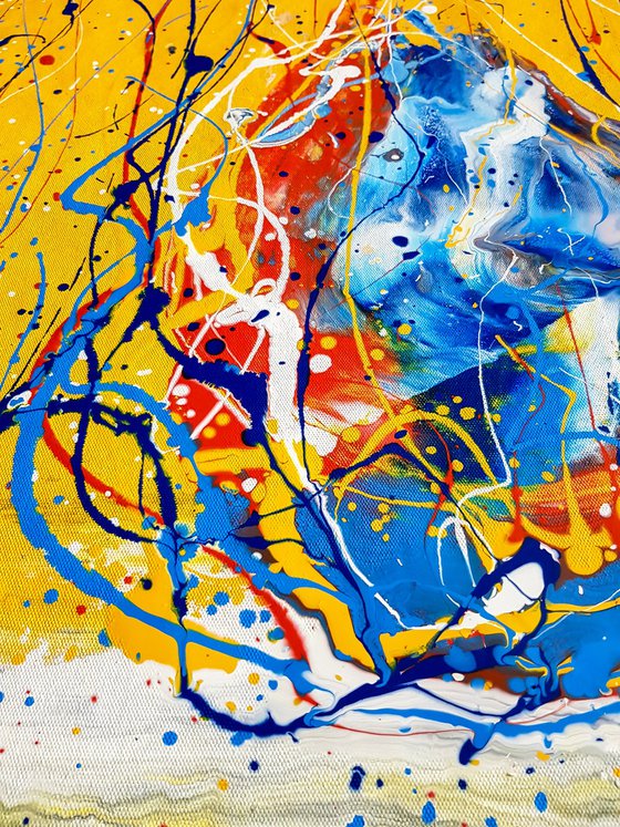 Onila N-16 (H)123x(W)147 cm. Colorful Splash Abstract Painting