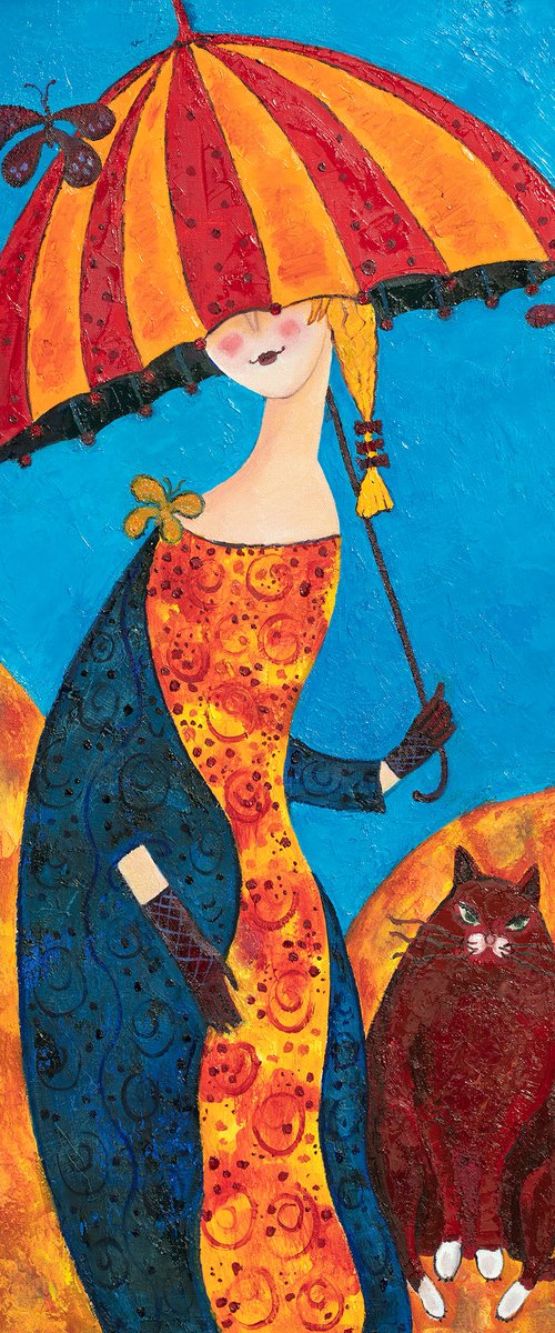 Walking the cat by Yelena Sidorova