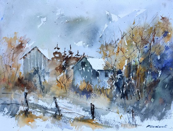 Silent roofs watercolor