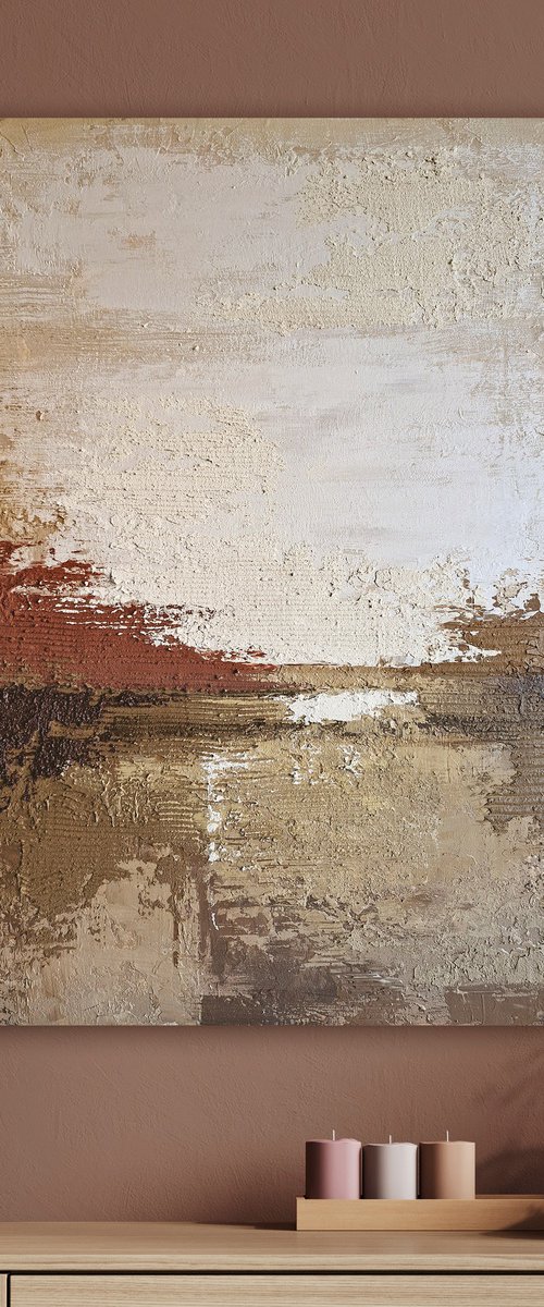 "Umber 2" Abstract brown cream textured art by Marine