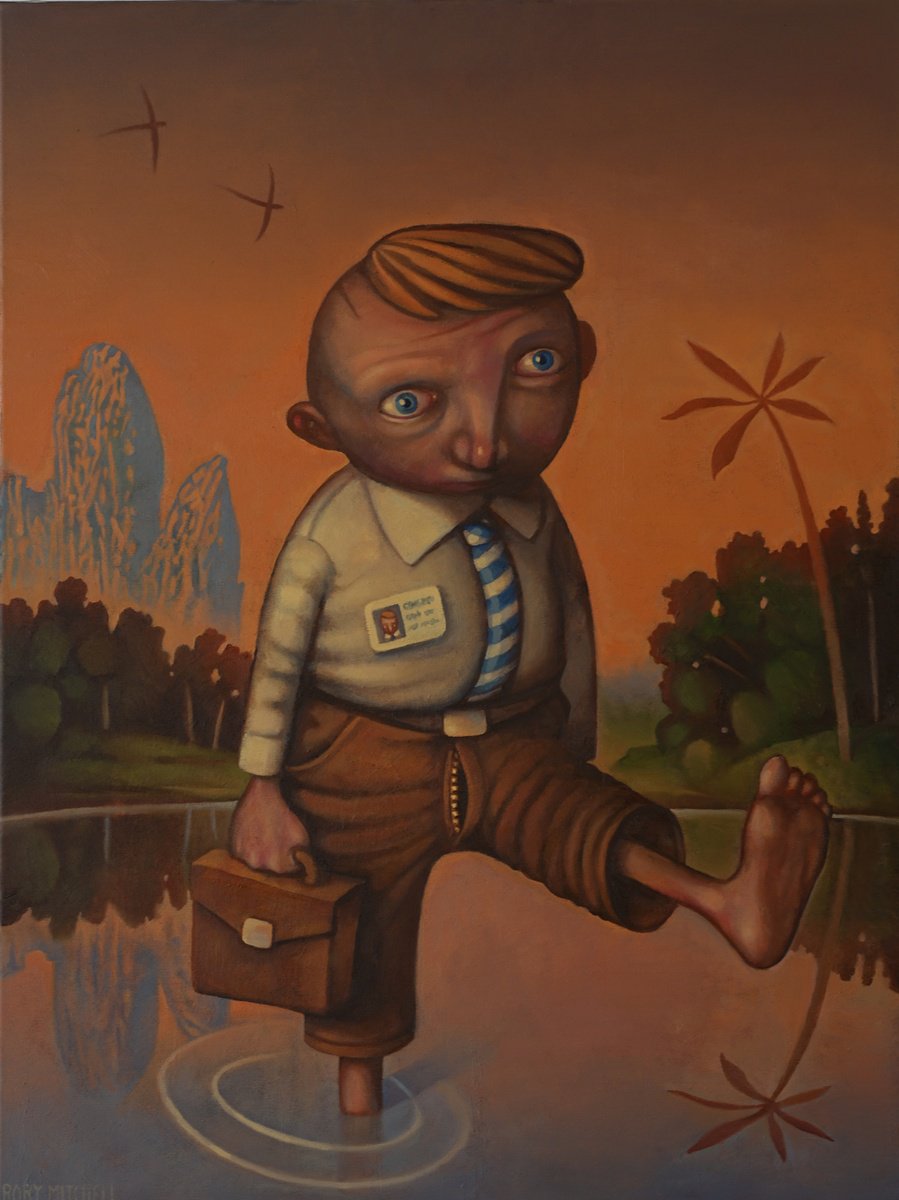Naive Oil Painting , The Penny Drops By Rory Mitchell, 24 X 31, Artwork For Sale On Artfinder