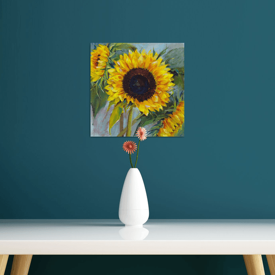 Sunflower painting, Sunflower acrylic painting, Floral Wall Art, Floral painting, yellow flower