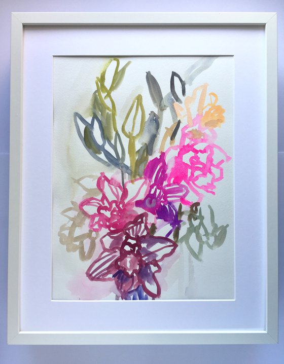 DAFFODILS AND LILIES (large framed)