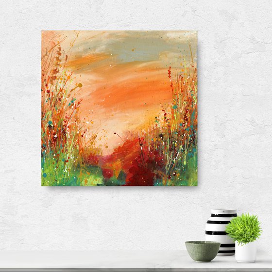 An Autumn Walk  -  Abstract Meadow Flower Painting  by Kathy Morton Stanion