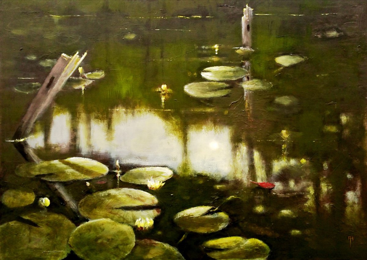 Impressionistic Botanical Oil Painting By Alan Harris, 28 X 20, Calming Beauty, Original Artwork