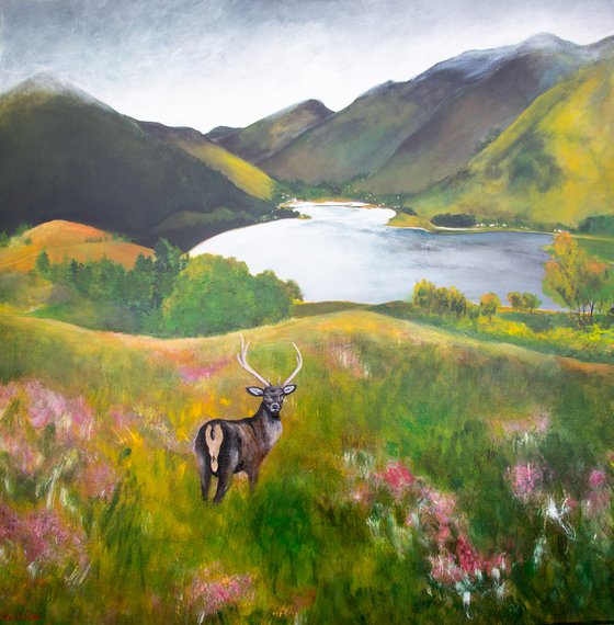 Looking back (Ratagan pass, Scotland), Original painting, Ready to hang by WanidaEm