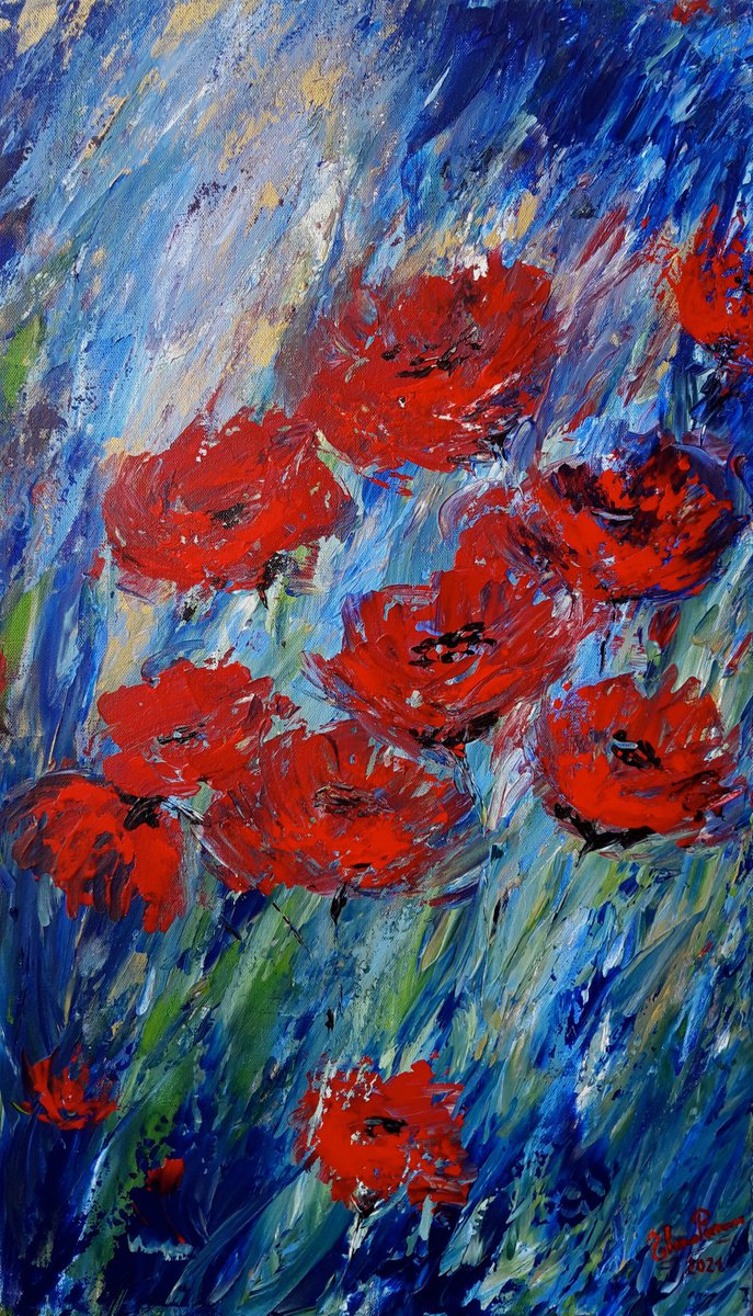 Poppies in the wind (2021) by Elena Parau
