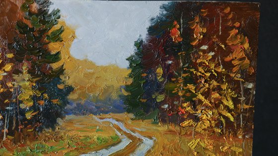 Across The Autumn Forest - autumn landscape painting