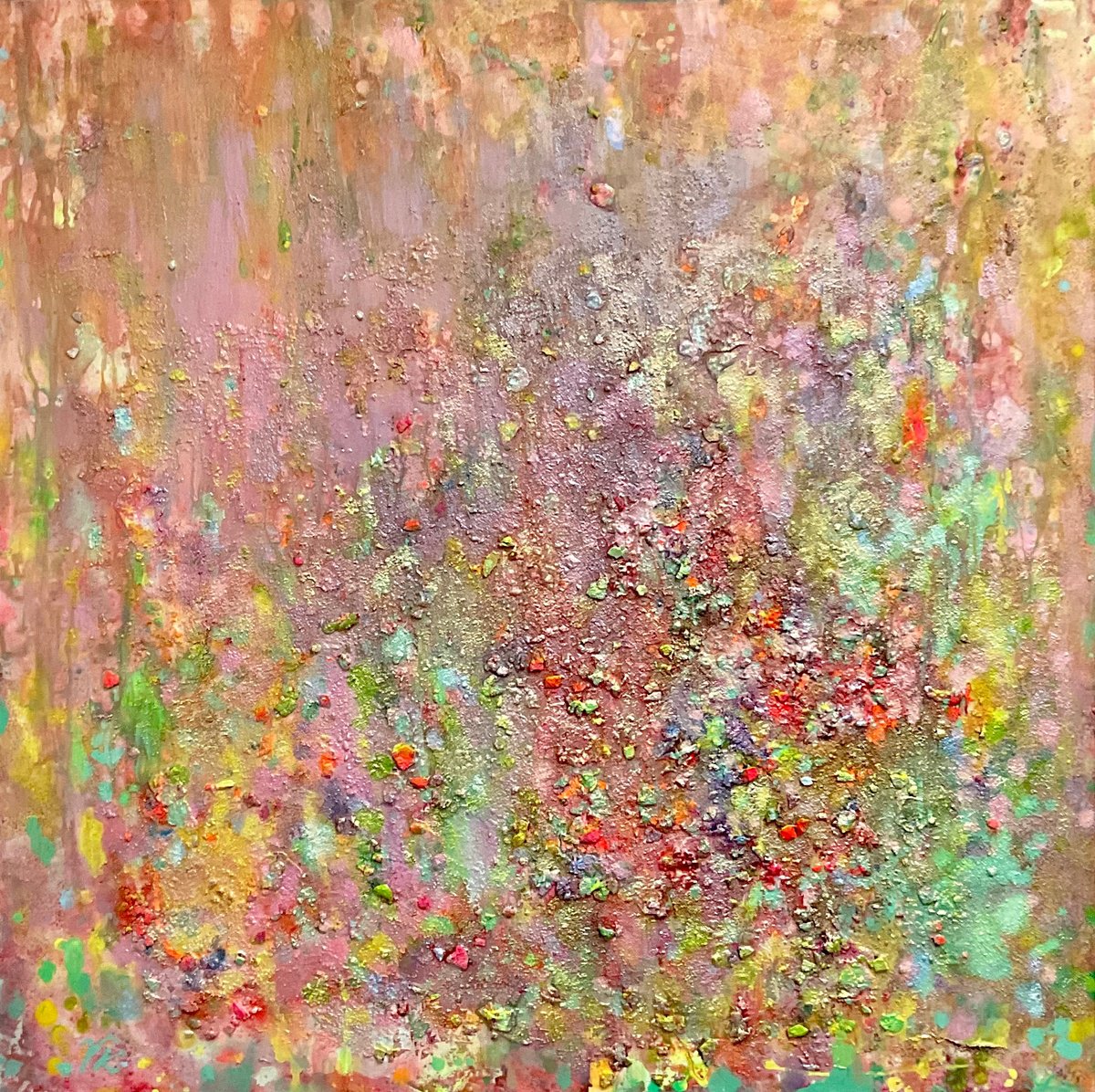 Organic Abstract Acrylic Painting By Vera Klimova, 31 X 31", Joy, Original Artwork