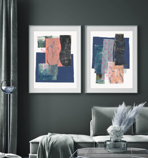 Abstract collage set with nude