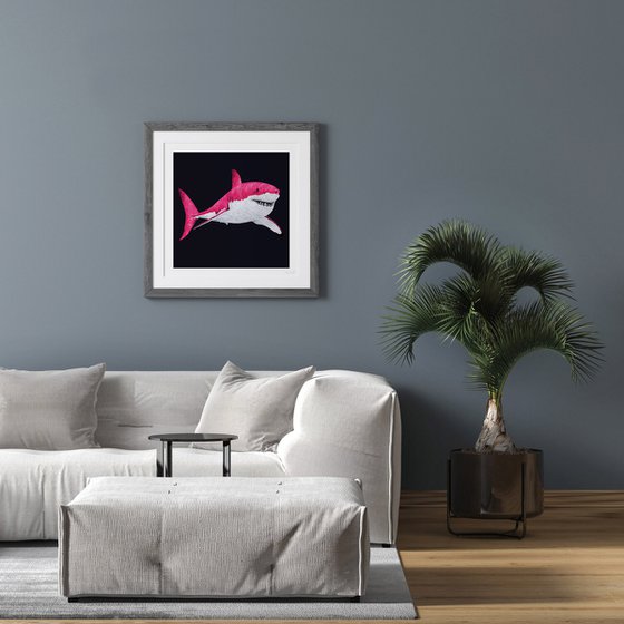 Pinkest Pink Shark Acrylic Painting