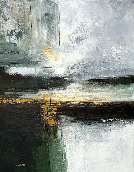 Ochre Light Across Green Depths