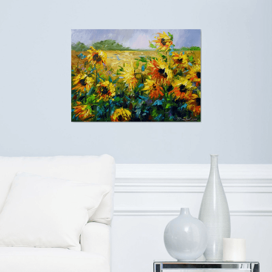 Wind and sunflowers