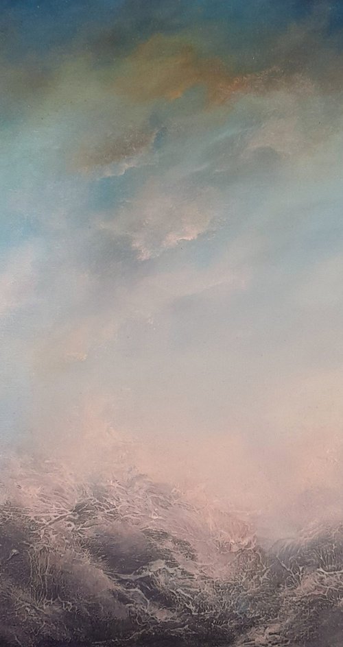 WINTER BLUE (Slimline collection - Abstract oil painting - 51cms X 41cms) by Gillian Luff