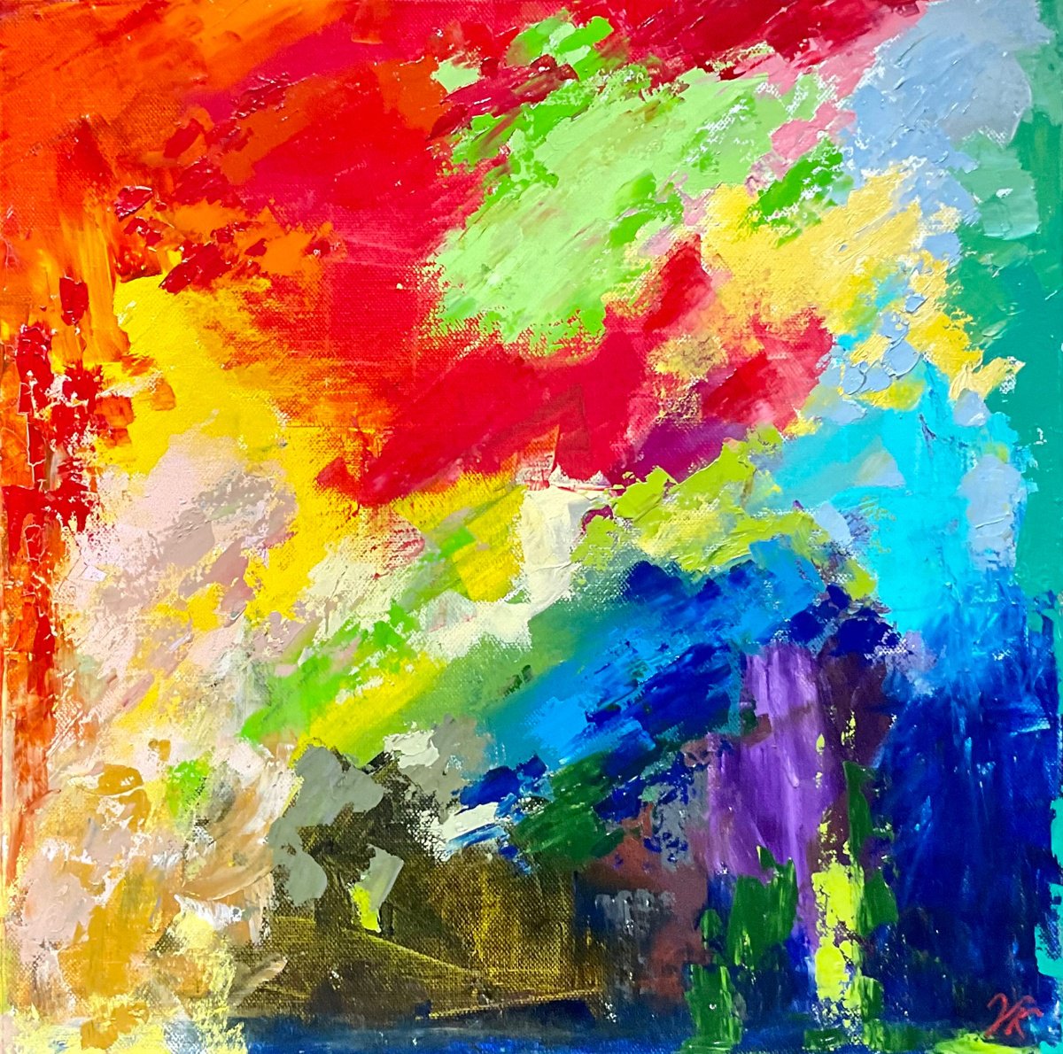 Abstract Oil Painting By Vera Klimova, 16 X 16", Inspiration, Original Artwork