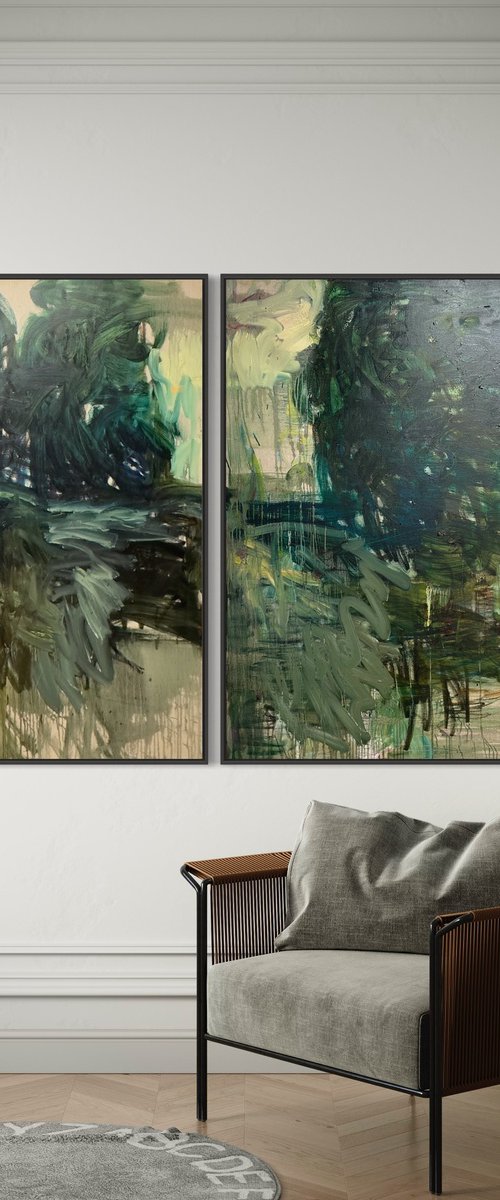 Green river. Diptych. by Lilia Orlova-Holmes