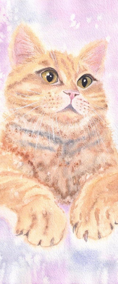 Front Row Seat. Original Cat painting by Katerina Koroleva