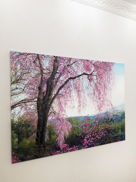 "Pink dreams", blossom tree landscape