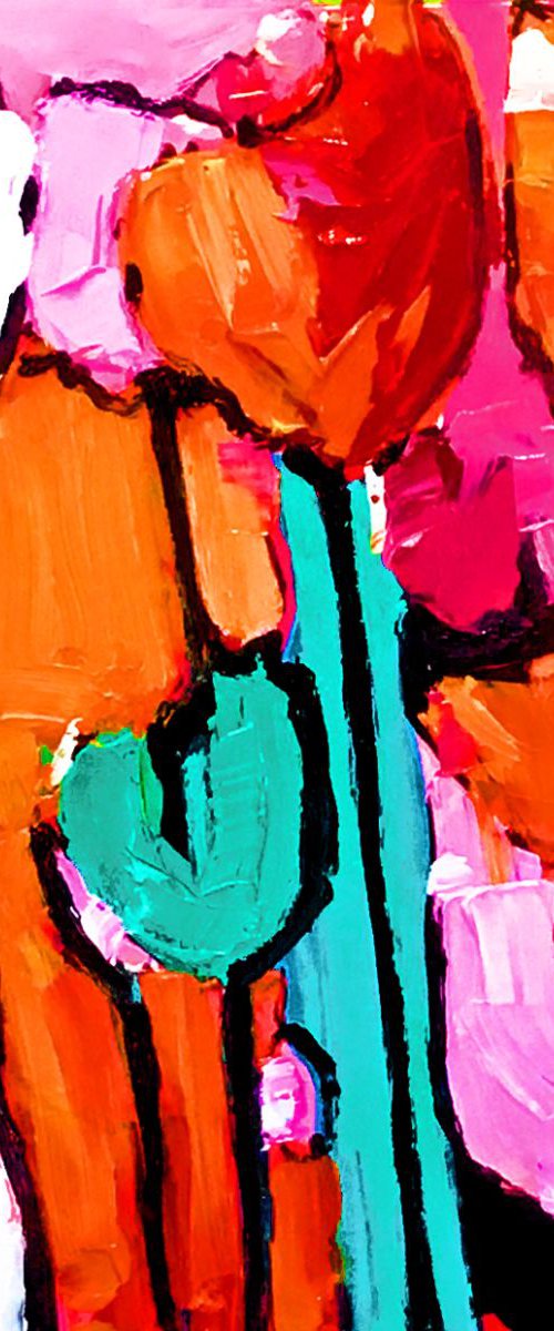 Tulips - an abstract in pinks by Irene Wilkes