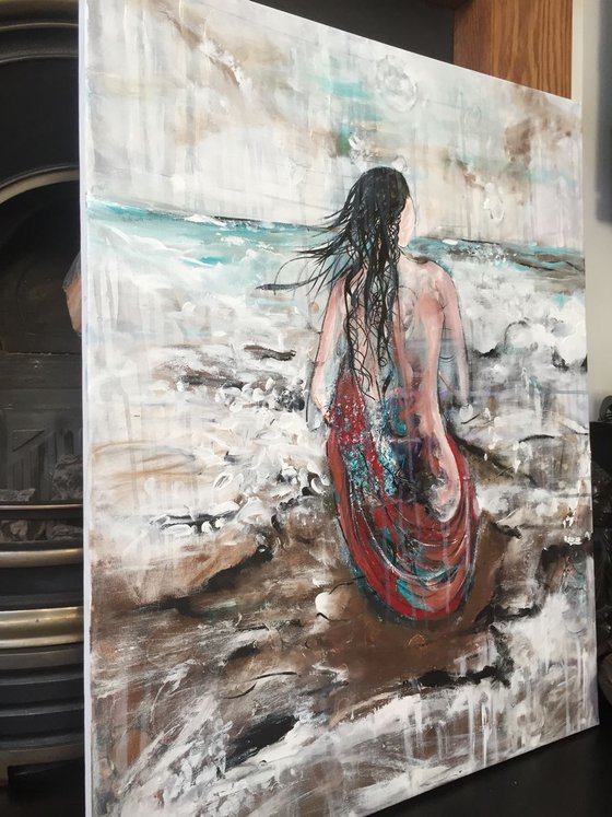 Drawn To You - Abstract Paintings - Semi Nude - Portraits - Large Canvas Art - Fine Art - Acrylic Painting - UK Art - Seascape - Beach - Free Shipping - Gift Ideas - Large Paintings