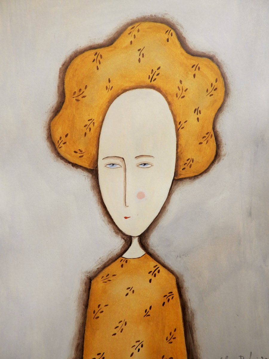 The blond Lady- oil on paper by Silvia Beneforti