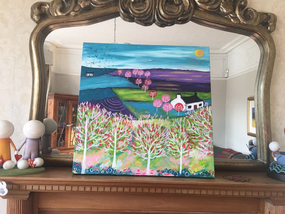 Shineshine and Pink Trees - Large Canvas 60cm Ready to hang