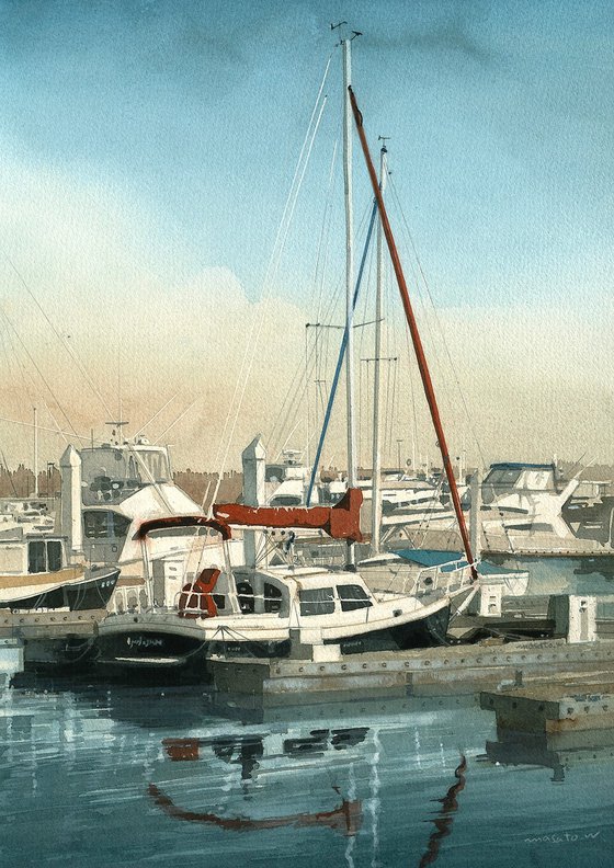 Resting Sailboat in the Marina
