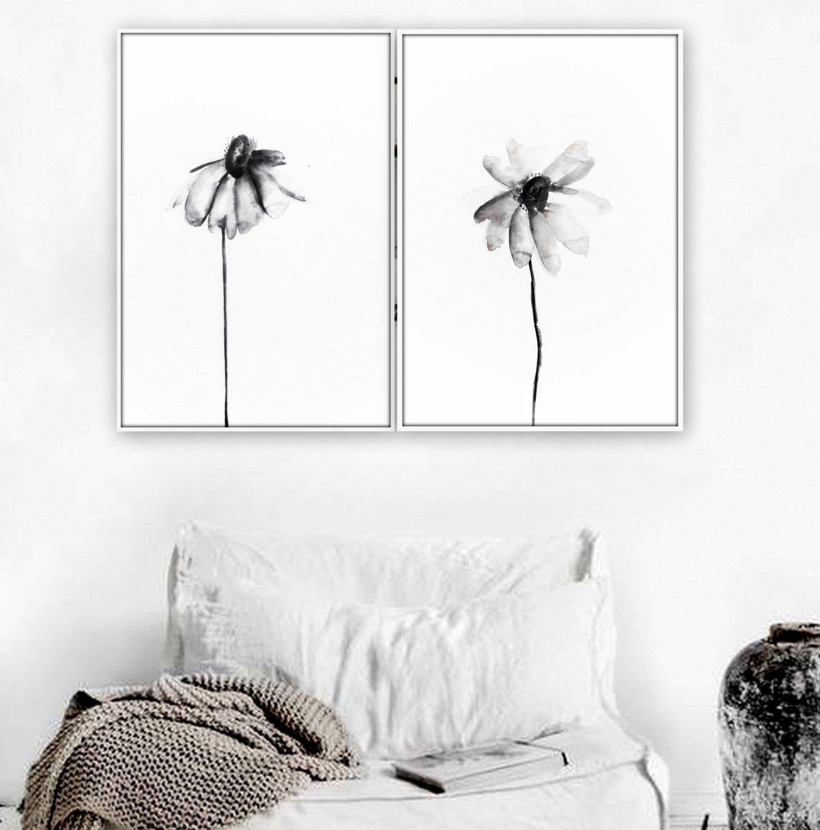 Impressionistic Animal Drawing By Nadia Moniatis, 12 X 17", Florals, Original Artwork