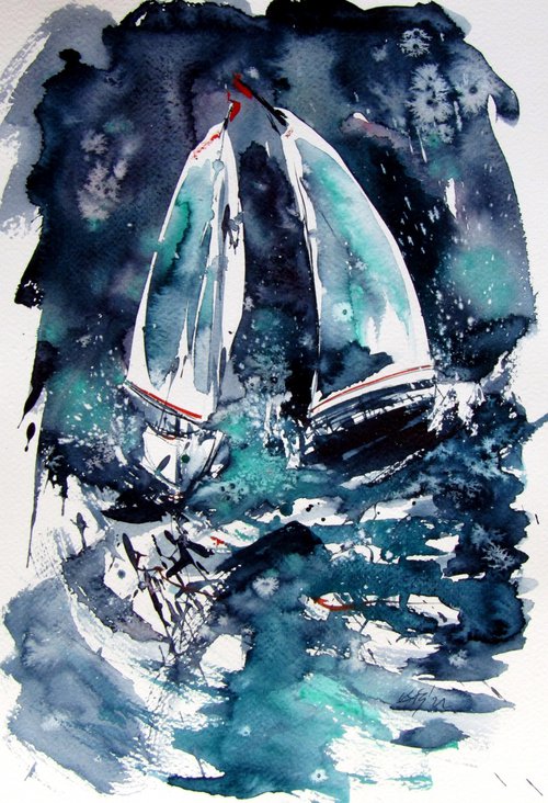 Sailboats at storm by Kovács Anna Brigitta