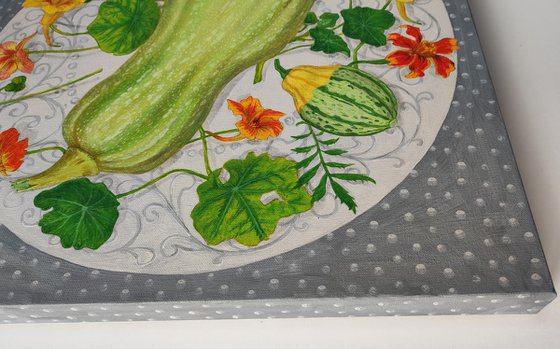 Butter pumpkin and nasturtiums