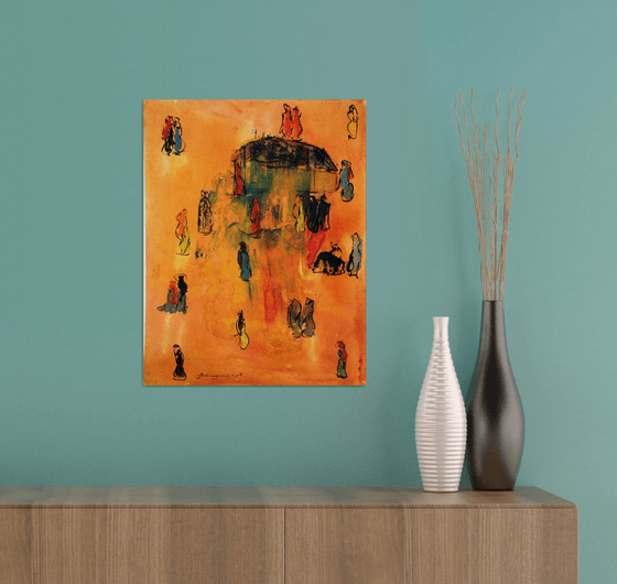 Turkmen Oba 1, 25 x35 cm, Acrylic on cardboard