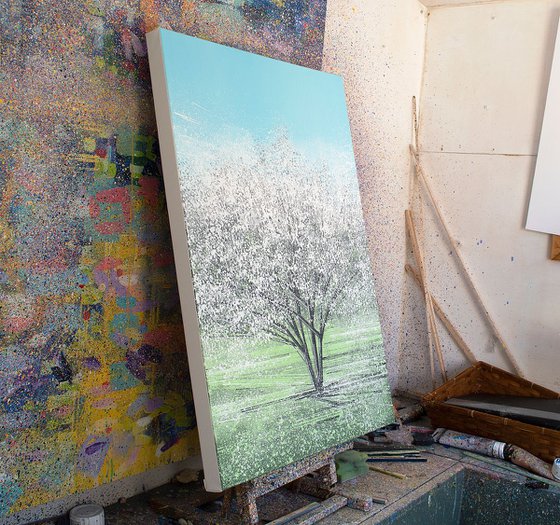 White Tree Blossom In Bright Light