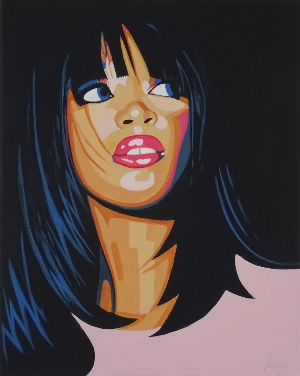 Expressive Portrait Acrylic Painting By Penny Burton, 16 X 20", Ok - Let