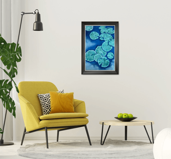 Water lilies on the water Pastel