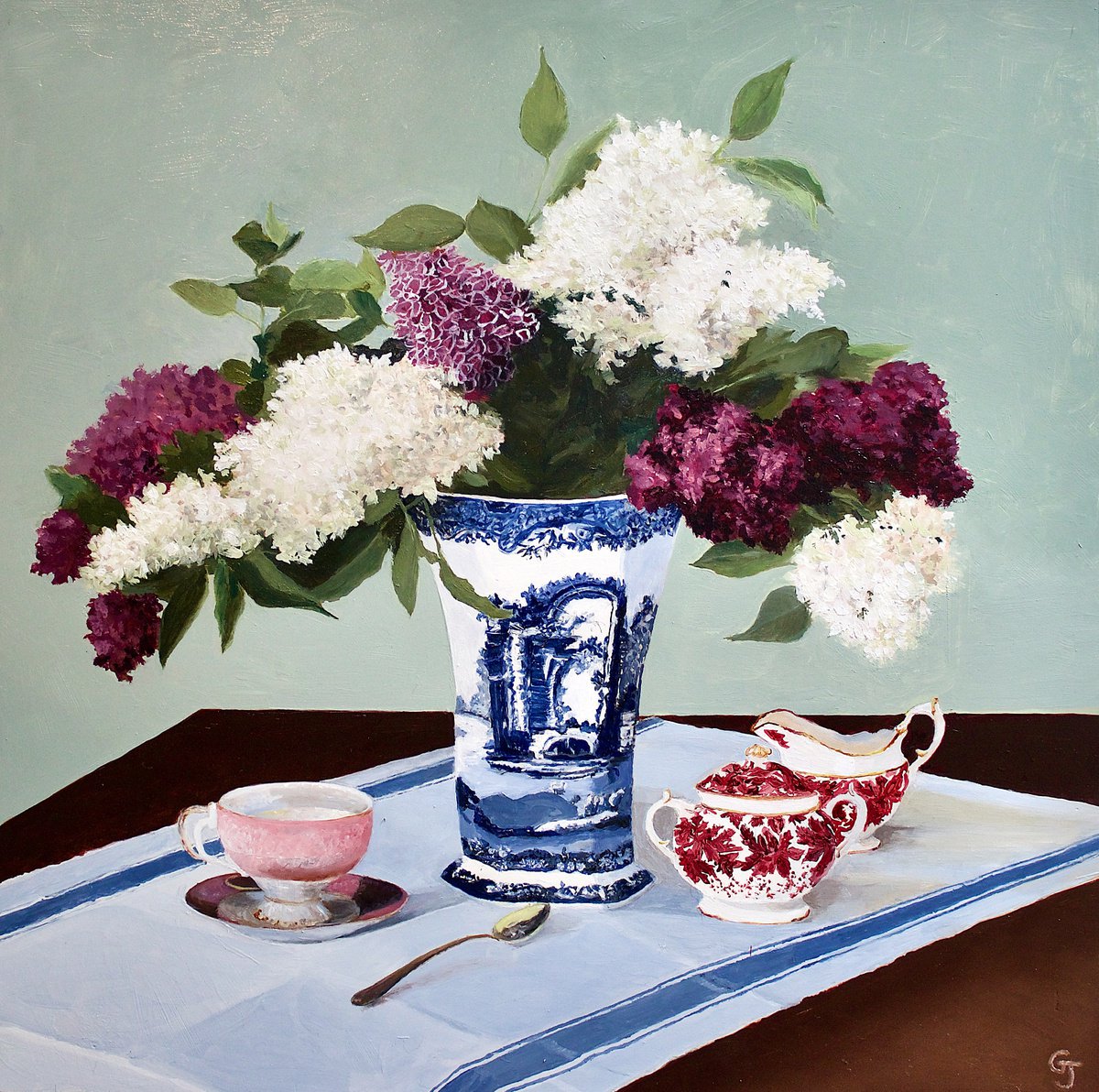 Lilacs & Spode by Gray Jacobik