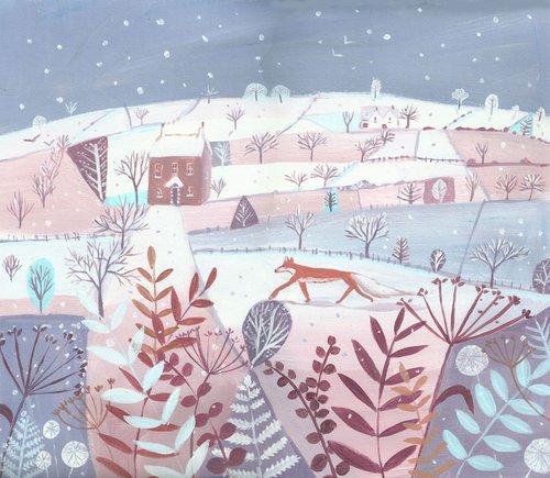 Winterscape with Fox by Mary Stubberfield