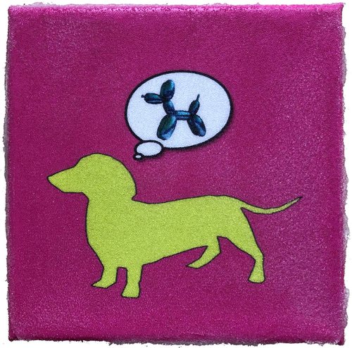 Dog Dreams of Jeff Koons Pink by Tina Psoinos