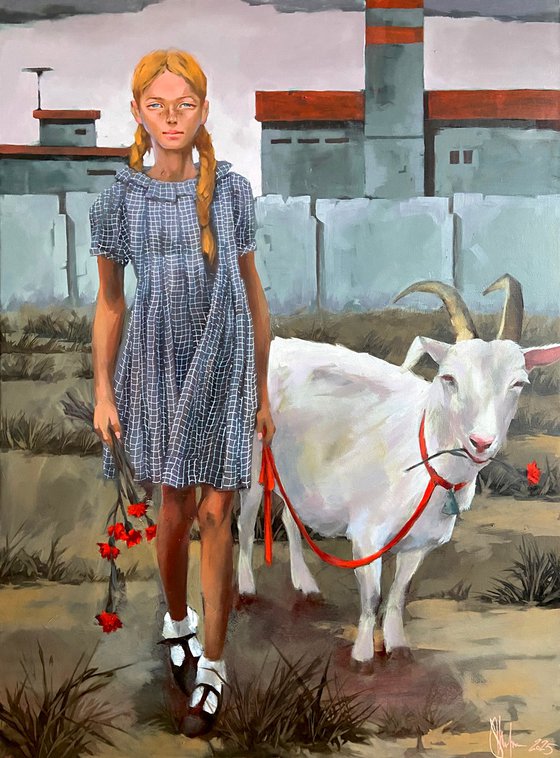 The girl with the goat.