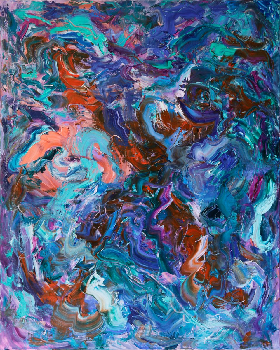 Expressive Abstract Oil Painting By Simon Findlay, 47 X 59", I Can