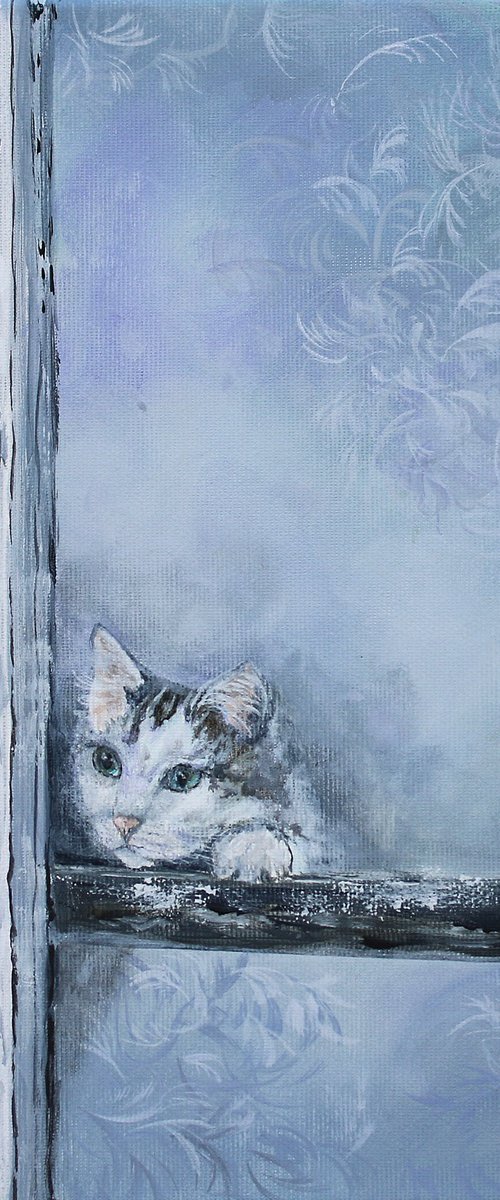 Cat by the Frozen Window by Katerina Koroleva