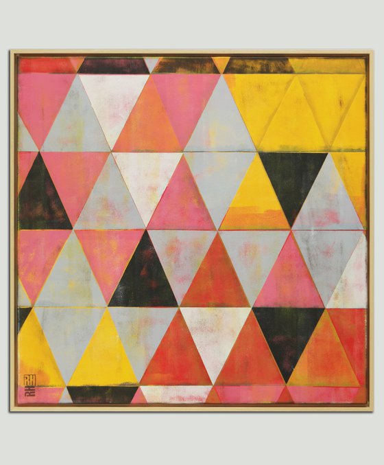 Traffic Pink Triangle - Incl Frame - 33.5x33.5" - 85x85CM - Ronald Hunter - 1M