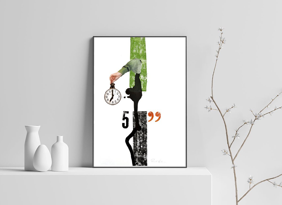 Still Life Collage By Randi Antonsen, 13 X 20", Time Is Now, Original Artwork