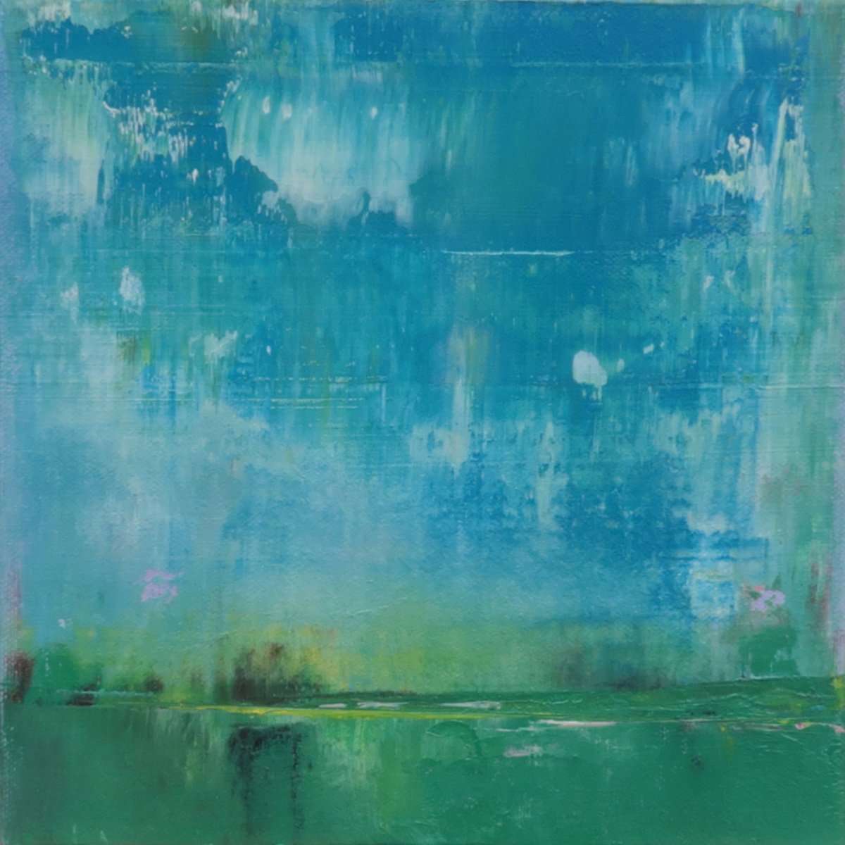 Abstract Landscape Oil Painting By Howard Sills, 8 X 8, Landscape For A New Spring 2, Original Artwork