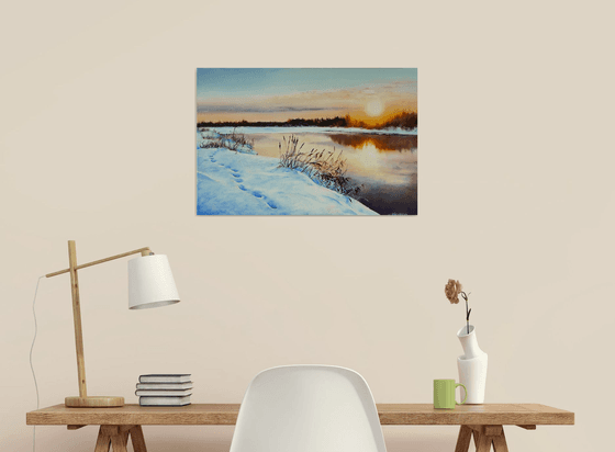 Golden Winter Sunset on the River