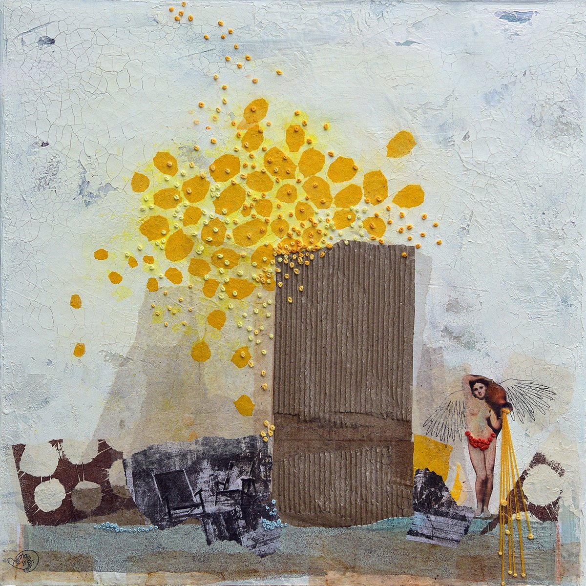 Surrealistic Still Life Painting By Armandine Js, 16 X 16, Prima Vera, Original Artwork