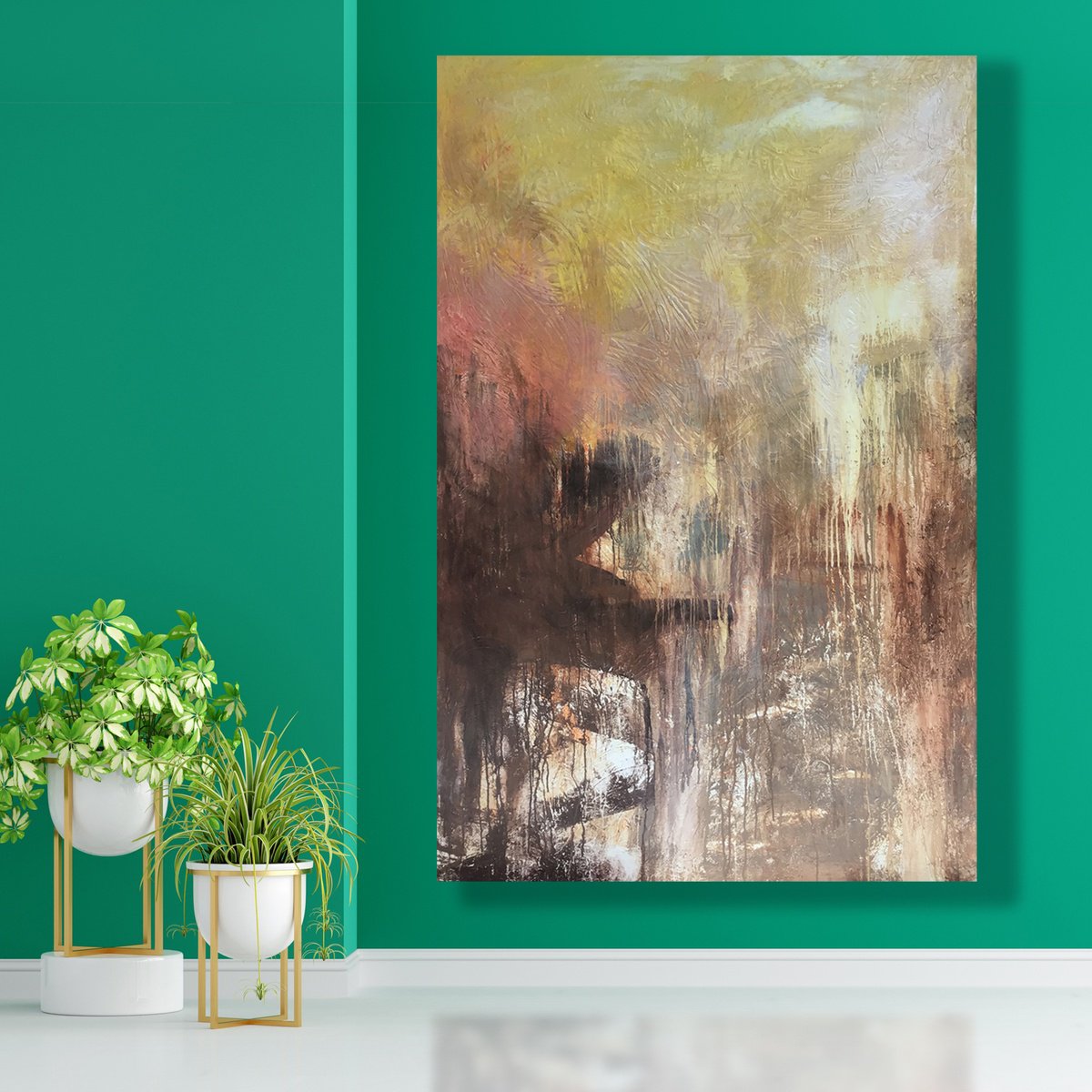 Abstract Acrylic Painting By Lynne Godina-Orme, 47 X 71", Sandstorm, Original Artwork